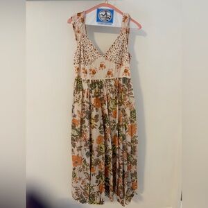 Floral Maxi Dress - Orange and Green